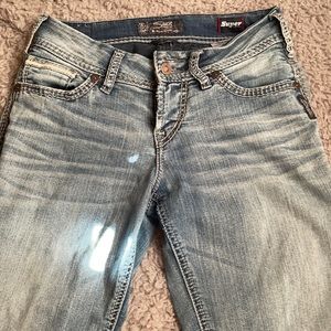 Silver low rise stretch jeans